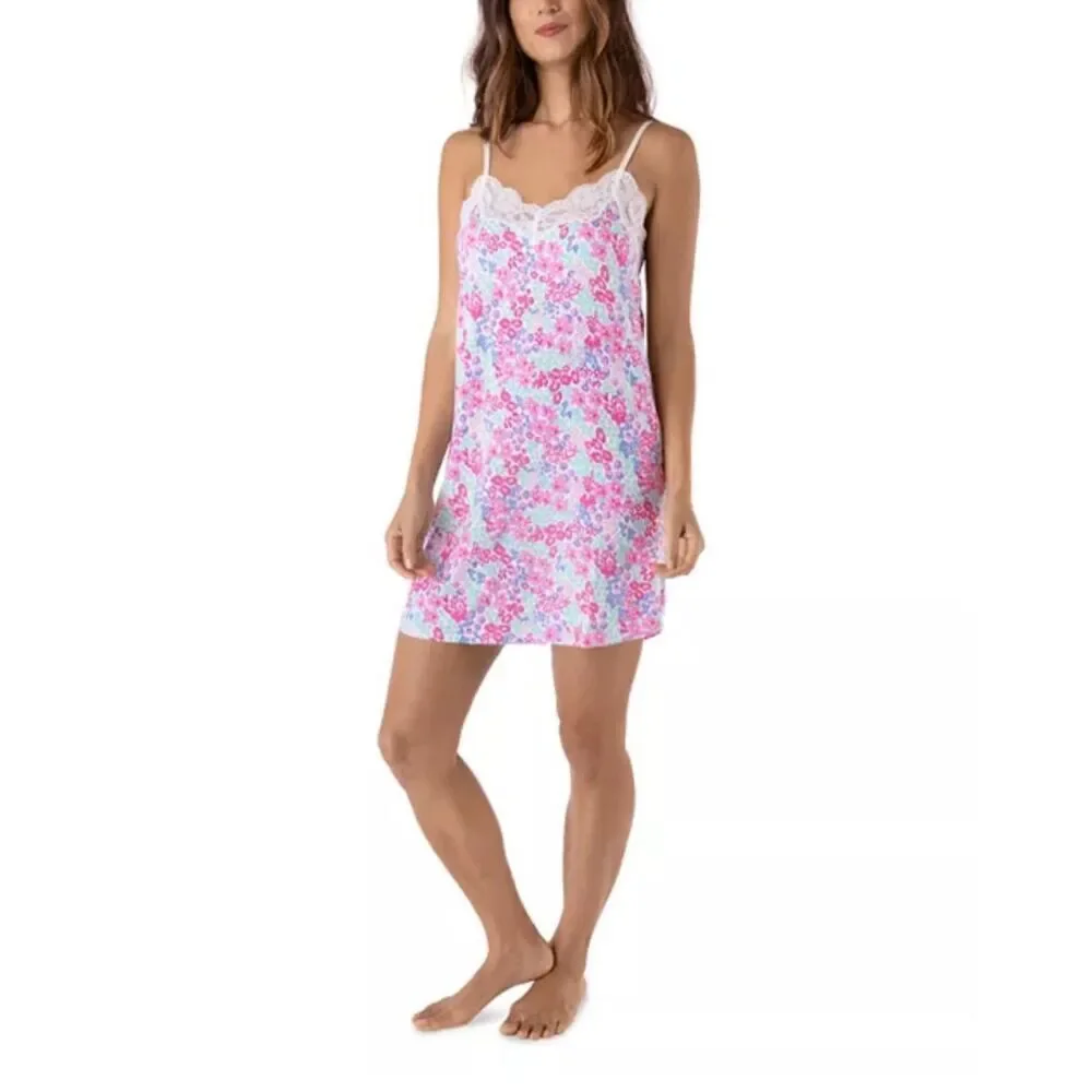 PJ Salvage x Ramy NWT Brook Beach Floral Boutique Modal Lace Trim Chemise Small